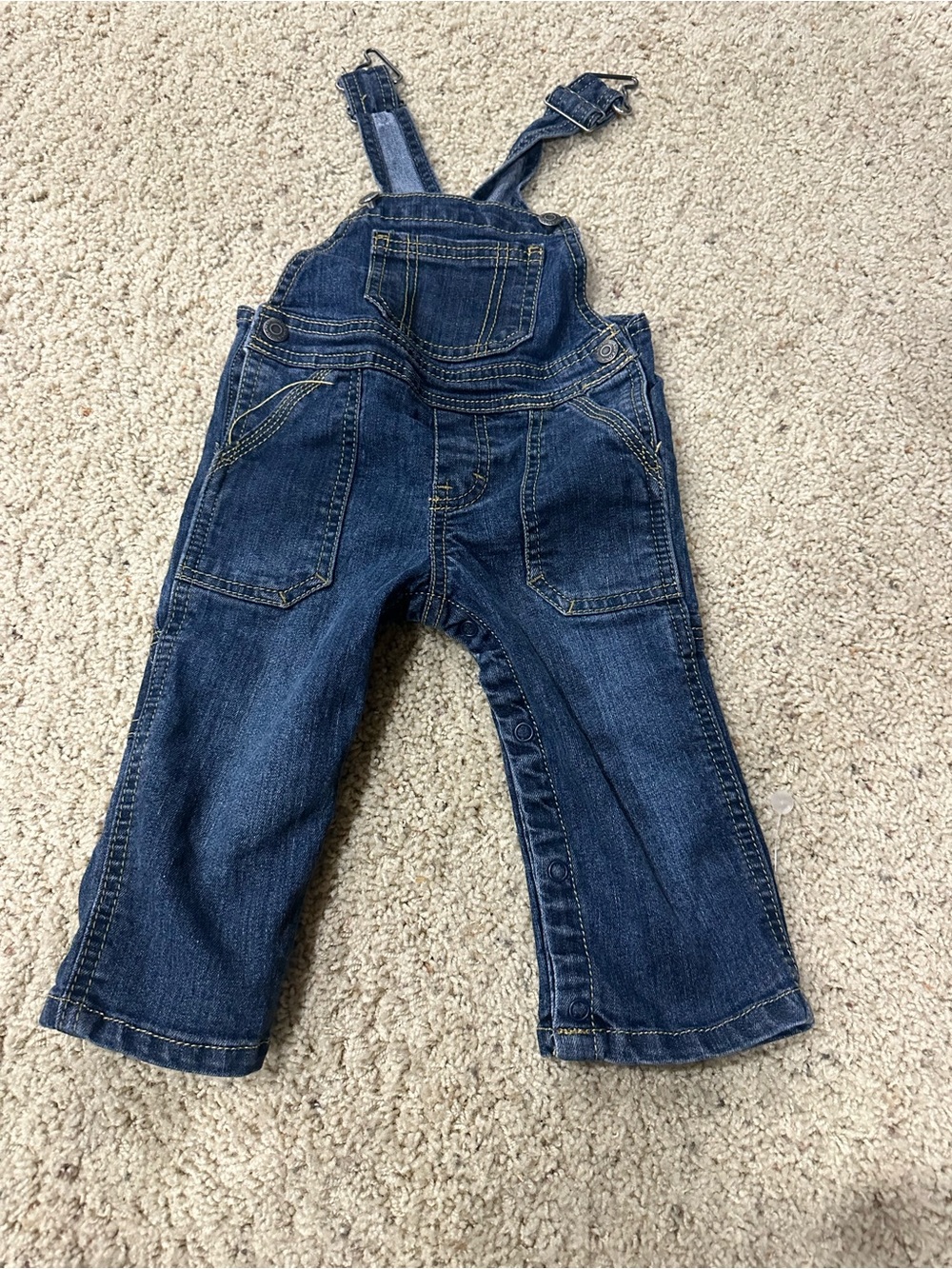 Arizona Baby Denim Overalls 12M Dark Wash Adjustable Straps